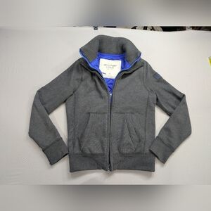 Abercrombie & Fitch Double-Zip Hoodie Jacket Coat Men S Gray/Blue Quilted Liner